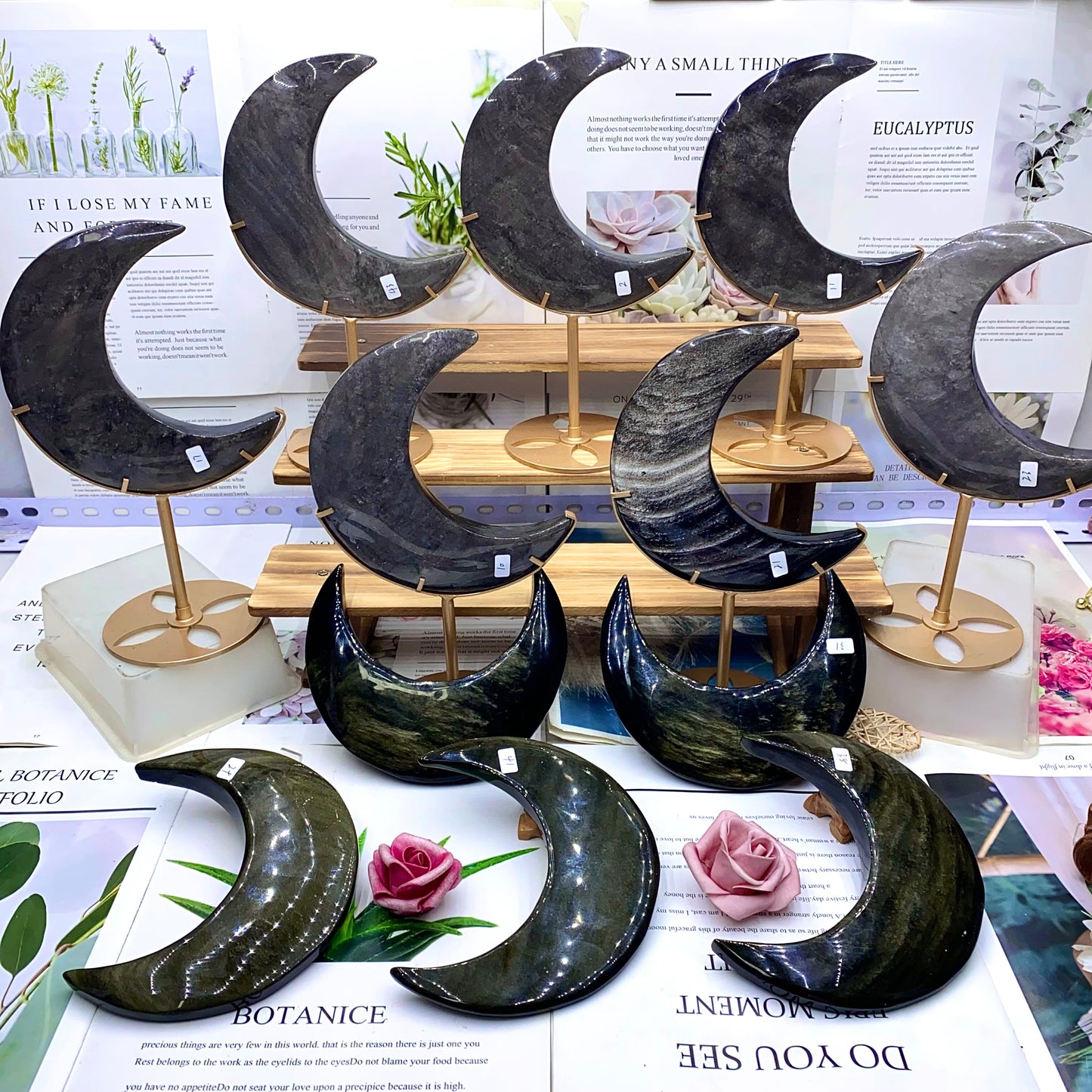 Silver and gold obsidian moon(each)