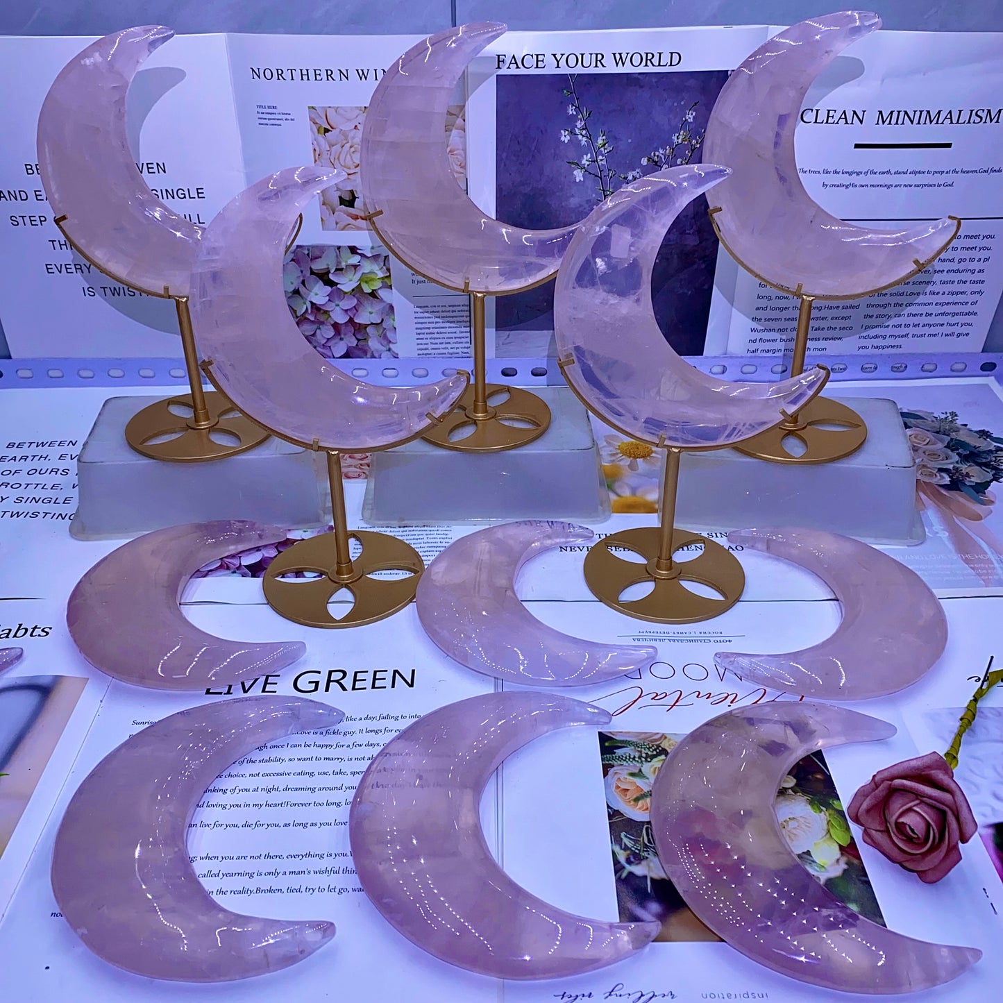 rose quartz moon(each)