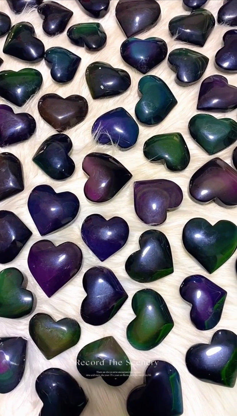 Rainbow obsidian heart (each)
