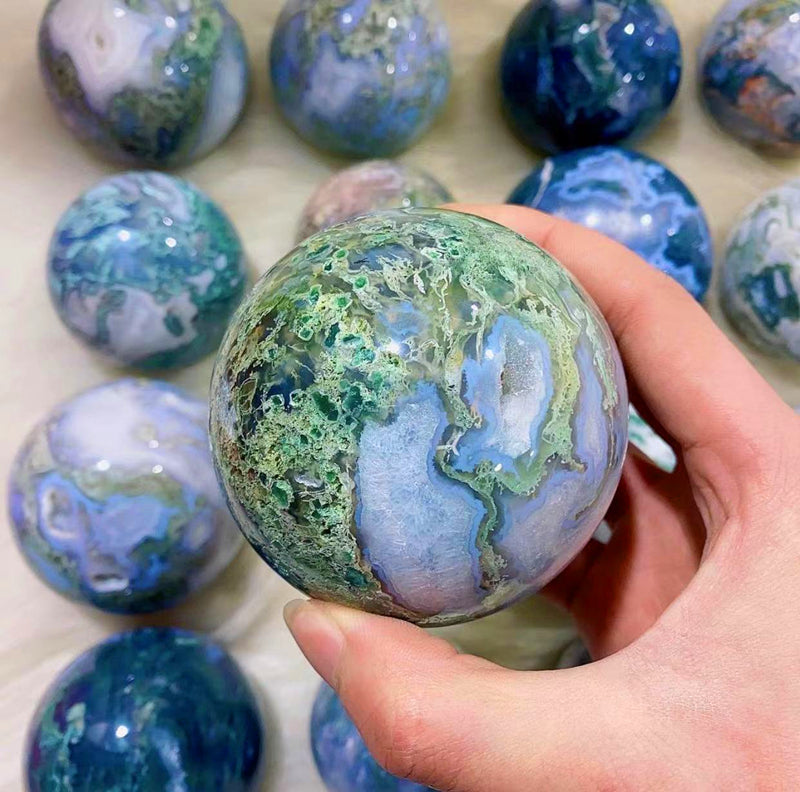 Moss agate sphere(one kilo)