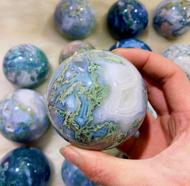 Moss agate sphere(one kilo)