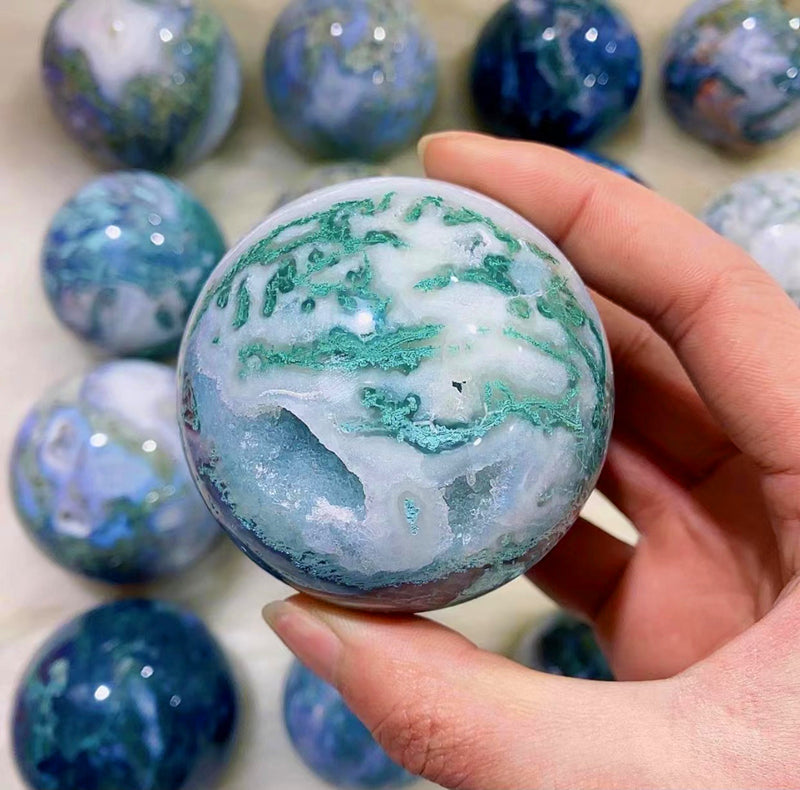 Moss agate sphere(one kilo)