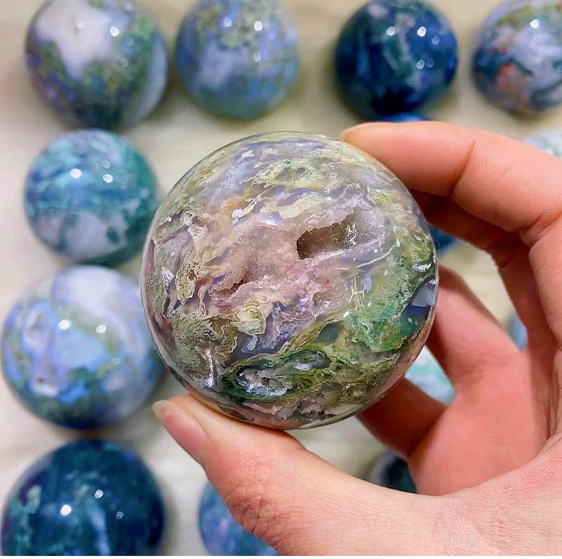 Moss agate sphere(one kilo)