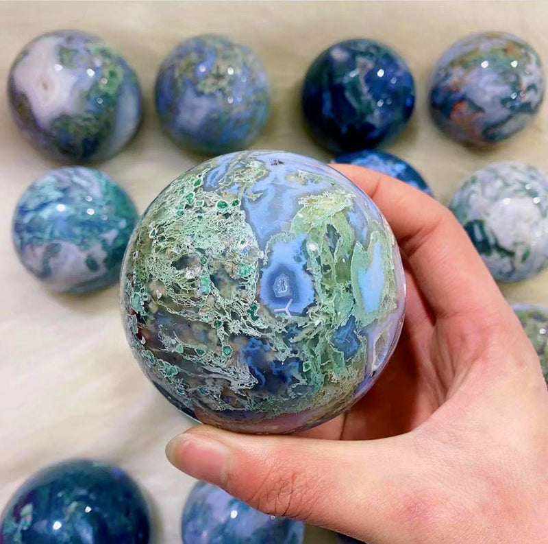 Moss agate sphere(one kilo)