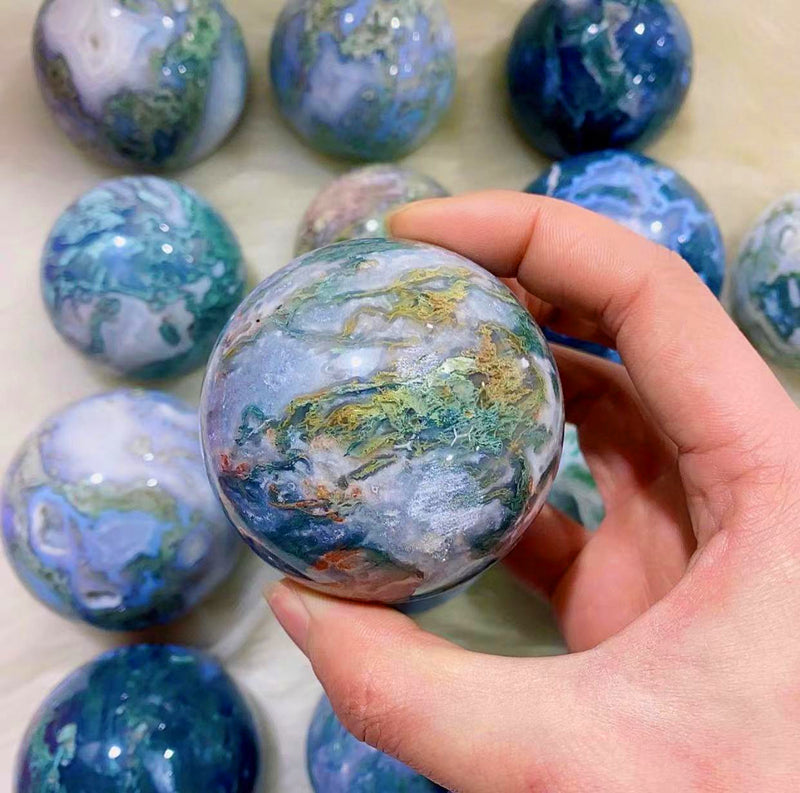 Moss agate sphere(one kilo)