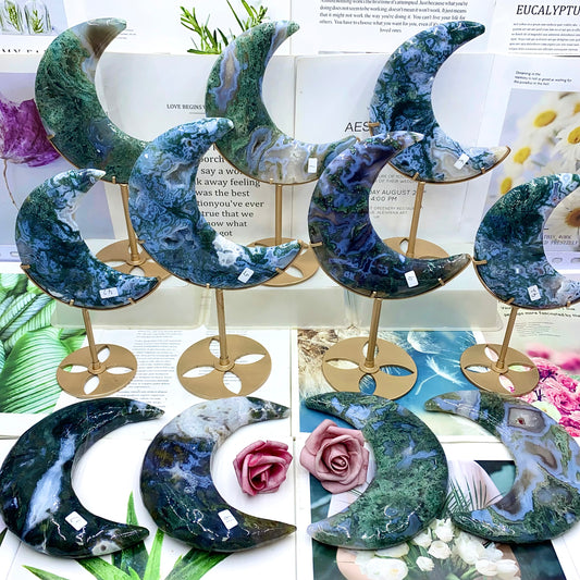 Moss agate moon (each)