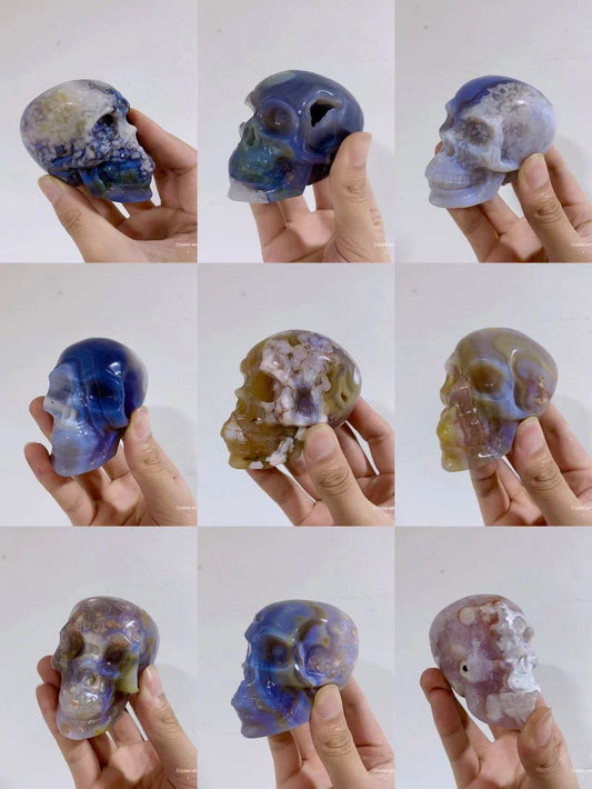 flower agate skull  （each）