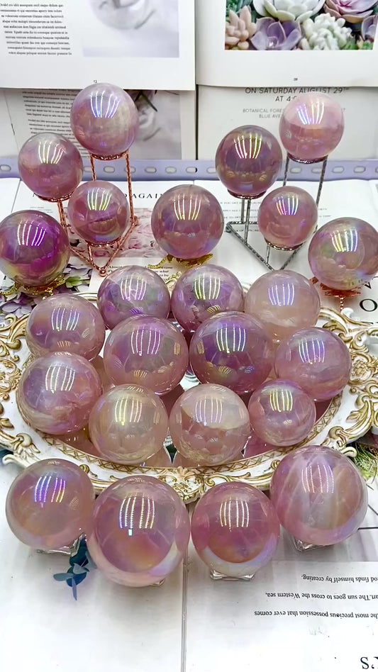Aura rose quartz sphere（One kilo）